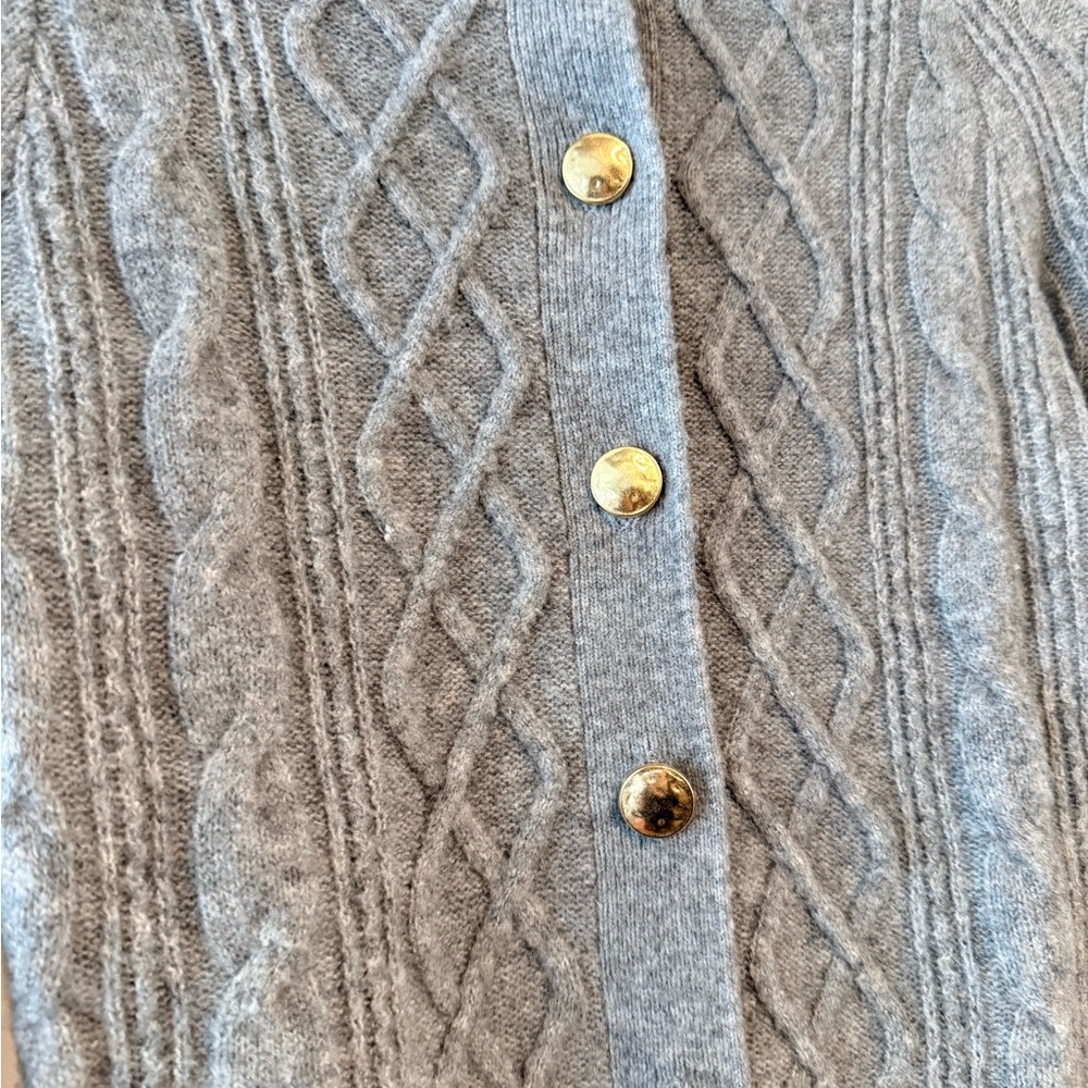Universal Thread Gray Cable Knit Cardigan XS Gold Buttons - Picture 3 of 6